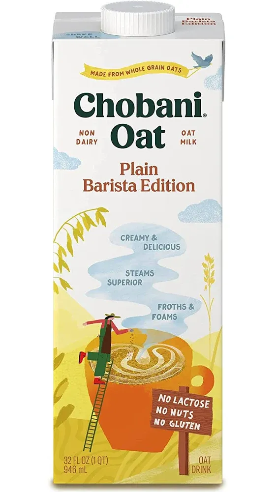 Chobani Oat Milk Barista Edition 32 FL OZ Vegan Gluten-Free Non-Dairy