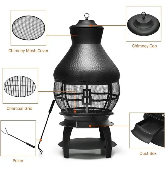 Patio Fire Pit Chimenea Fireplace Wood Burning Heater Garden Backyard Outdoor 