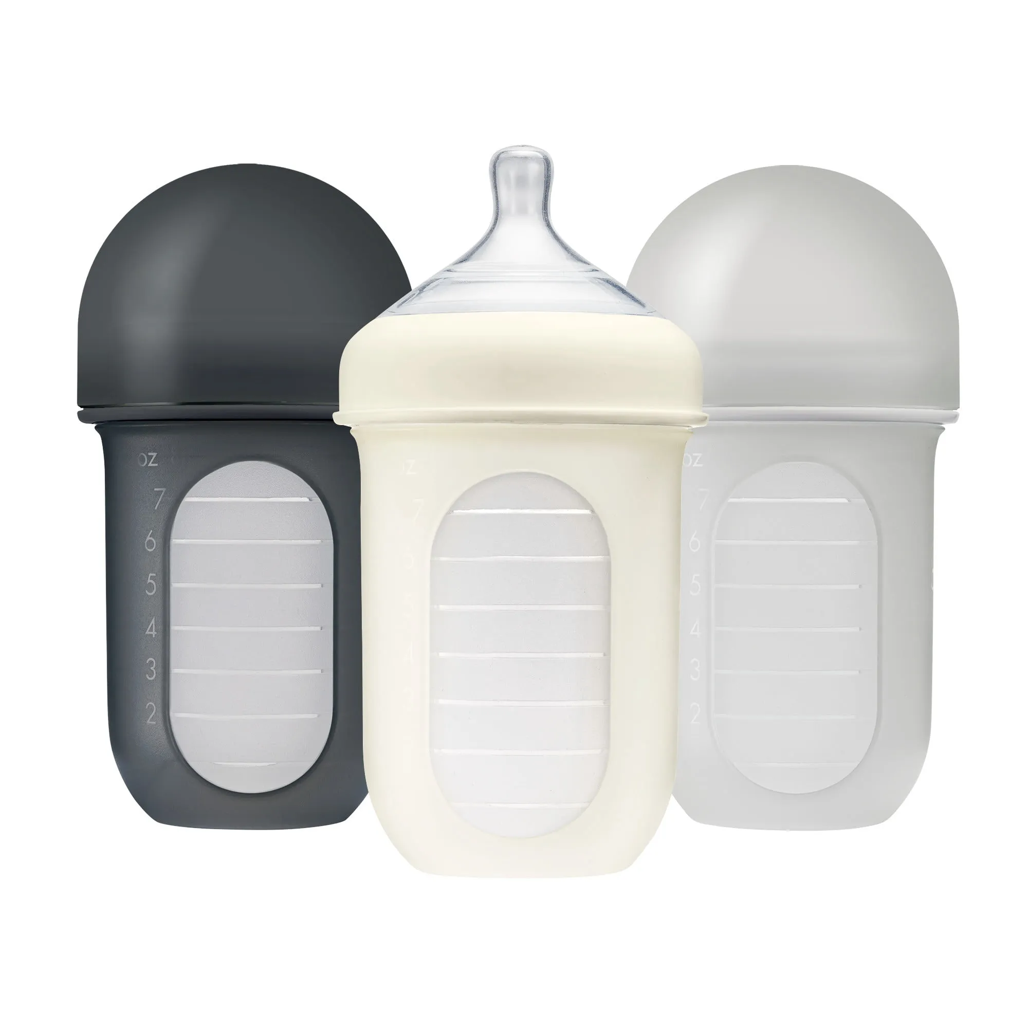 Boon Nursh Silicone Pouch Bottle 8oz (3-pack) - Gray