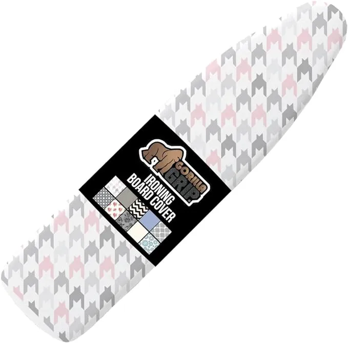 Gorilla Grip The Original Ironing Board Cover, Silicone Coating, Full Size Scorch Resistant Padding, Elastic Edge, Heavy Duty Iron Pad Covers Standard Boards, Hook and Loop Fastener Strap, Quatrefoil