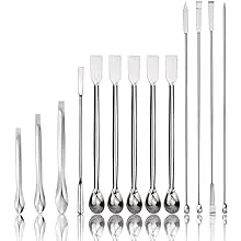 14Pcs Stainless Steel Lab Spatula Micro Scoop Reagent Laboratory Mixing Spatula 22cm Long Sampling Spoon