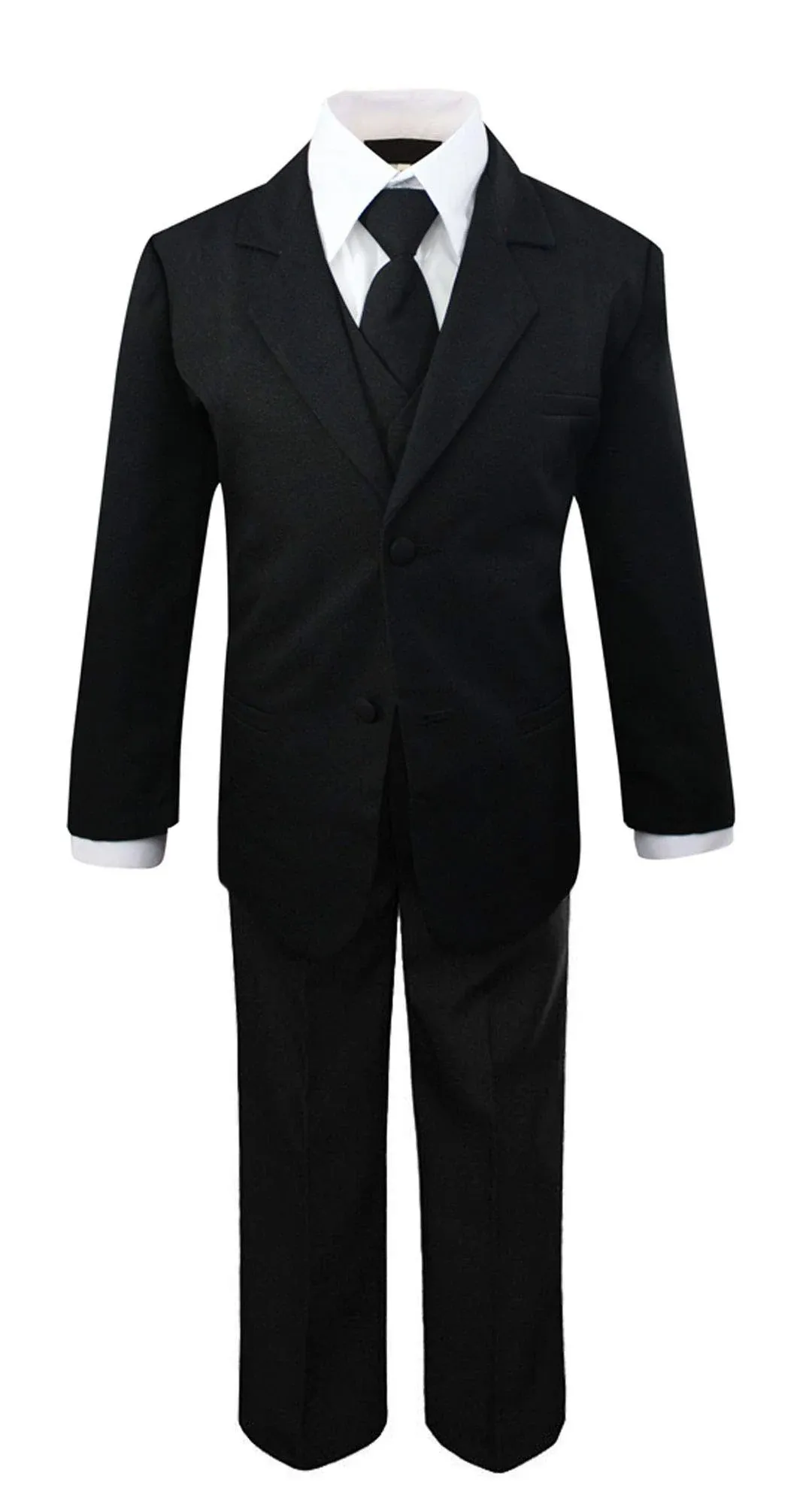 Big Boys Black 5 Piece Classic Vest Jacket Pants Special Occasion Suit 8