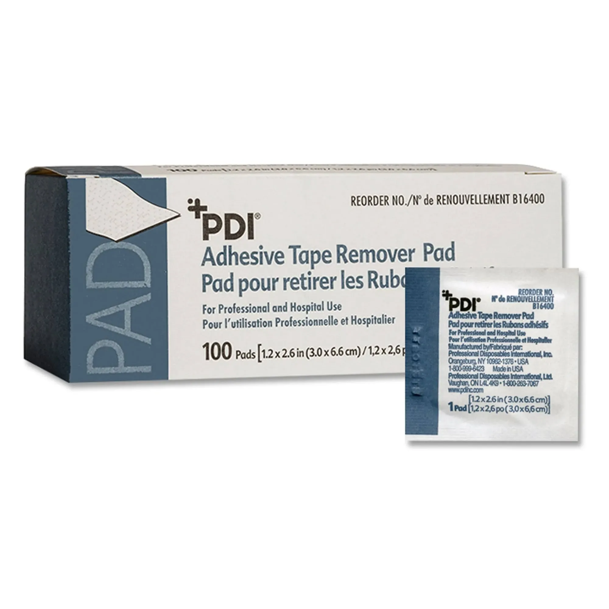 PDI Adhesive Tape Remover Pad,1-1/4 x 2-3/5,100/Pack,B16400