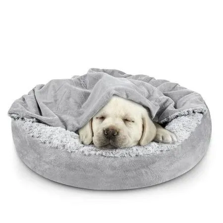 JOEJOY Small Dog Bed Cat Bed with Hooded Blanket -  S(23&#034; x 23&#034; x 7&#034;)