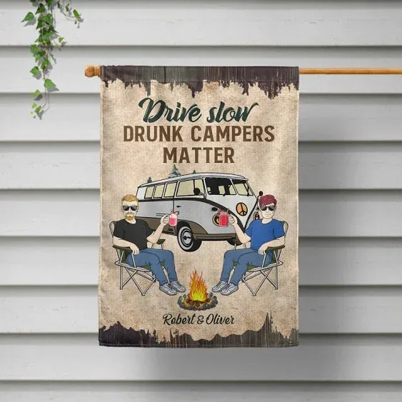 Making Memories One Campsite At A Time Personalized Custom Camping Couple Garden Flag C728