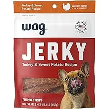 Amazon Brand - Wag Soft & Tender American Jerky Dog Treats – Turkey & Sweet Potato, 16 Ounce (Pack of 1)Amazon Brand - Wag Soft & Tender American Jerky Dog…