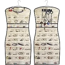 Hanging Jewelry Organizer,Dres<wbr/>s-Like Double Side 84 Clear Pockets and 6 Hook Loo