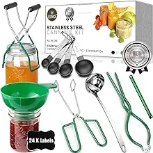 Canning Kit, Canning Supplies Starter Kit, Food Grade Stainless Steel Canning Set for Beginner,Canning Essential Tools for Water Bath & Pressure Canner, Canning Accessories Equipment for Pot, Black