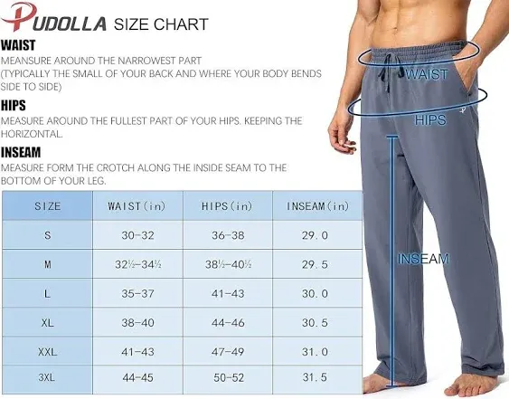 Pudolla Men's Cotton Yoga Sweatpants Athletic Lounge Pants Open Bottom Casual Jersey Pants for Men with Pockets