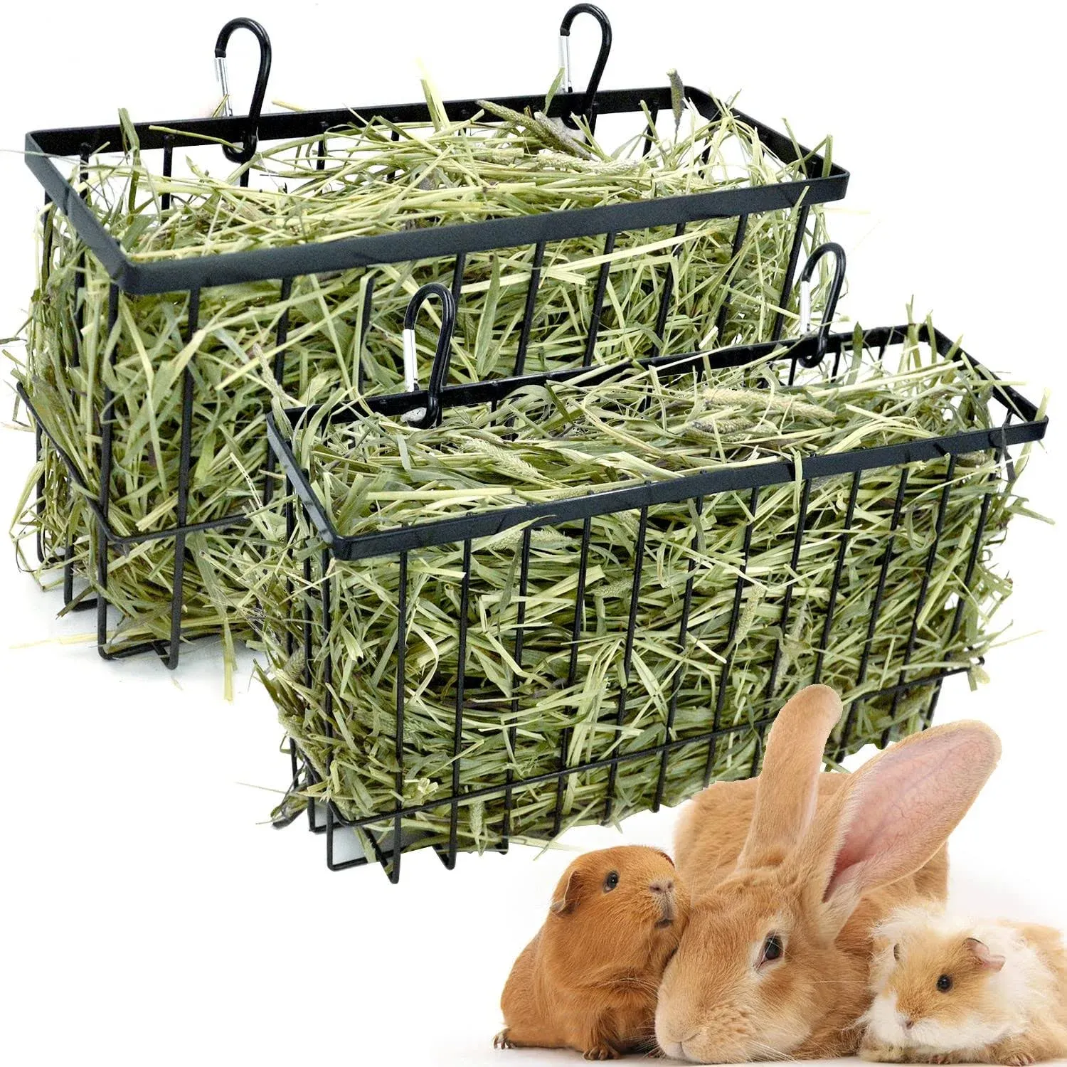 2PCS Rabbit Hay Feeder,Bunny Hay Feeder Rack with Metal Frame for Guinea Pig ...