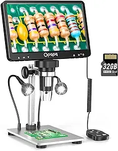 LCD Digital Microscope 1200X, 7'' Coin Microscope for Error Coin, 1080P Soldering Microscope with 12MP Camera Sensor, Microscope for Adult with 10 LED Lights, Wired Remote, Windows/mac PC View