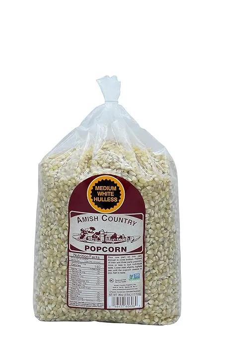 Amish Country Popcorn - Medium White (6 Pound Bag) Popcorn Kernels with Recipe Guide, Old Fashioned, Non GMO, Gluten Free, Microwaveable, Stovetop and Air Popper Friendly