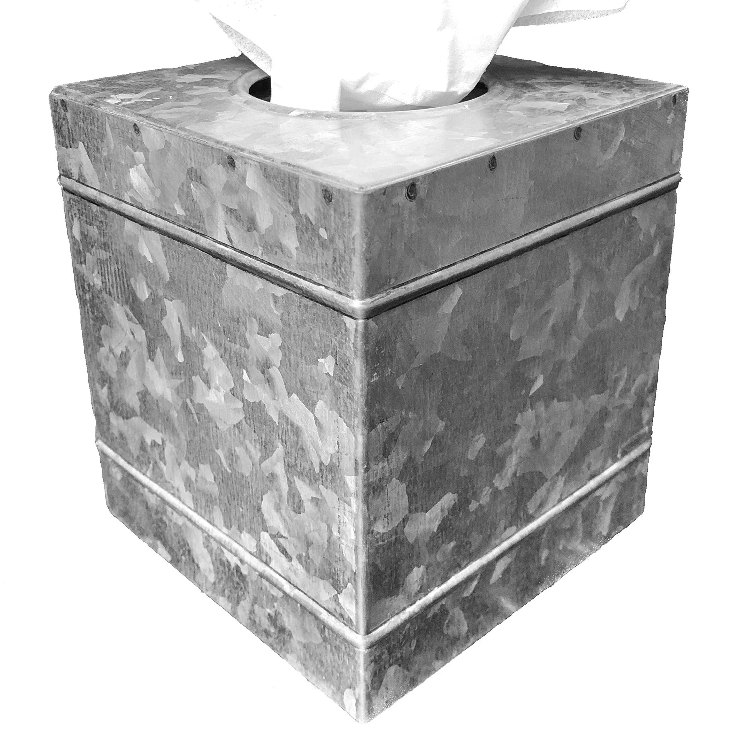 Autumn Alley Square Rustic Tissue Box Cover - Industrial Farmhouse Galvanized...