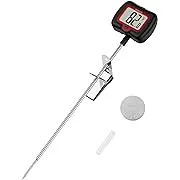 BOMATA 8" Long Probe Candy Thermometer with Pot Clip, Rotating Display, High Accuracy Instant Read Digital Thermometer for Candles, Liquids, Cooking, Grilling and More… Black