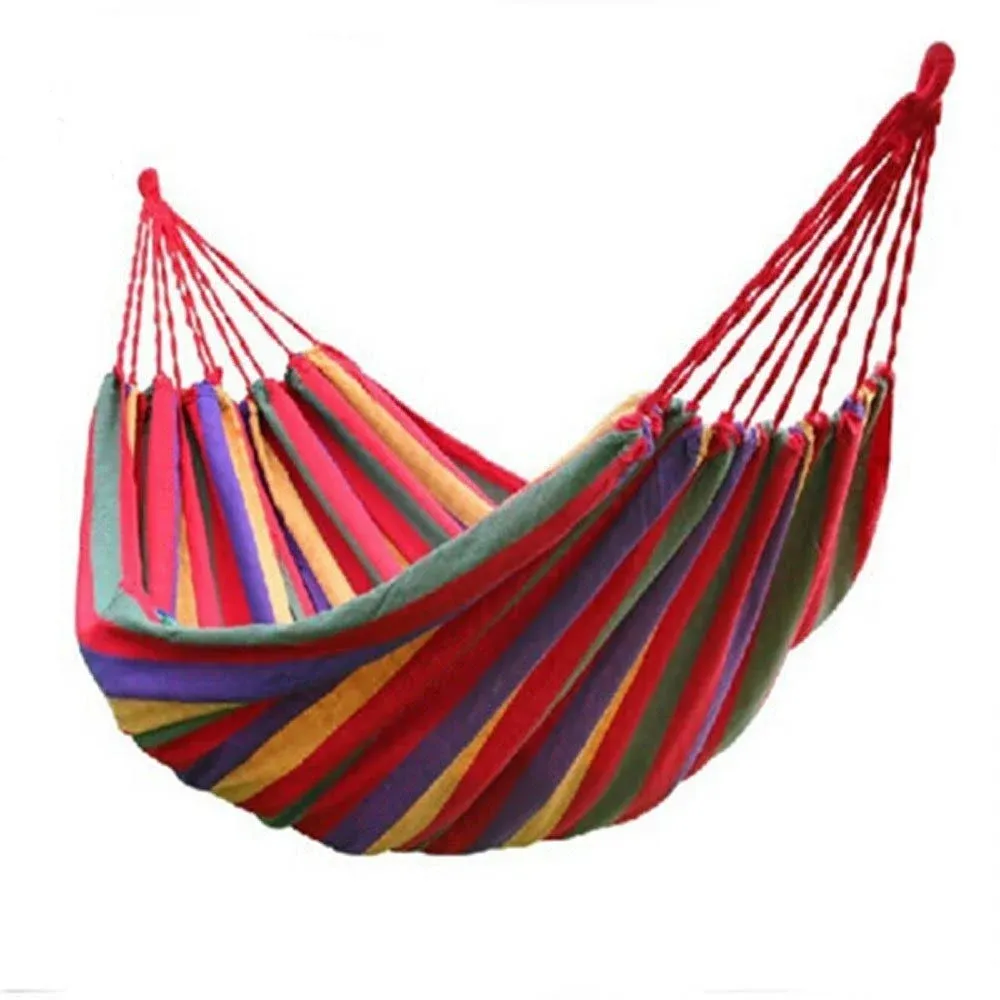 WoneNice Outdoor Double 2 Person Cotton Hammock, Red