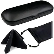 Small Glasses Case | Men’S Hard Eyeglass Case with Pouch &amp; Cloth | Slim Reading