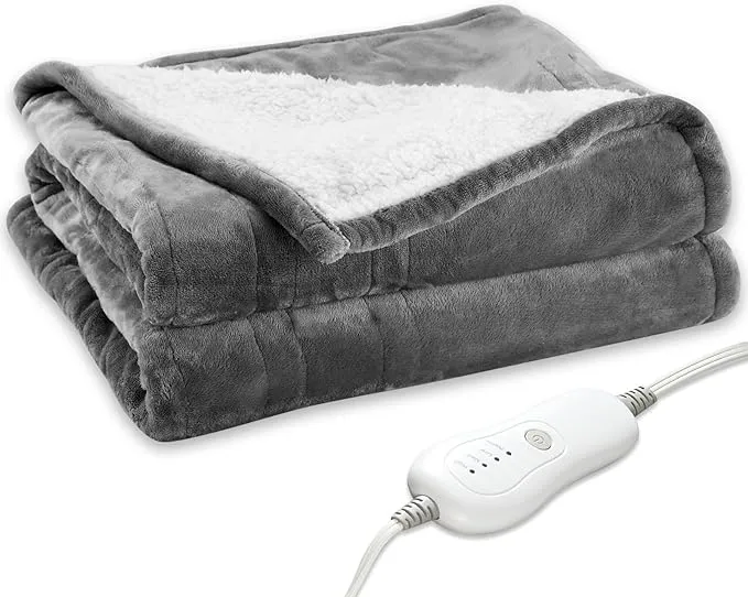 Jaquetea Heated Blanket Electric Throw 50''x60'' Heating Blanket Throw 4 Hours Auto-off & 4 Heating Levels Over-heat Protection