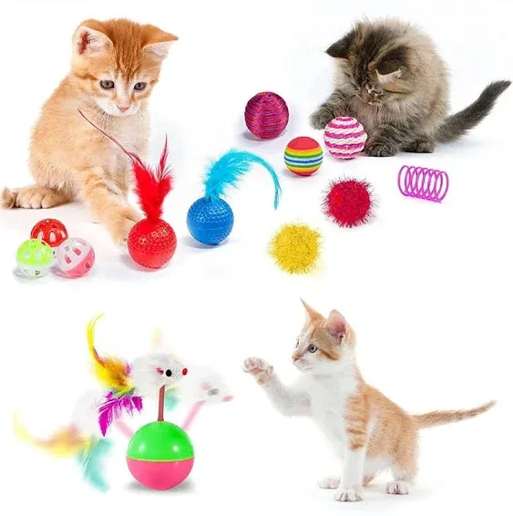 Coloody 20pcs Cat Kitten Toys Set,Collapsible Cat Tunnels for Indoor Cats ...