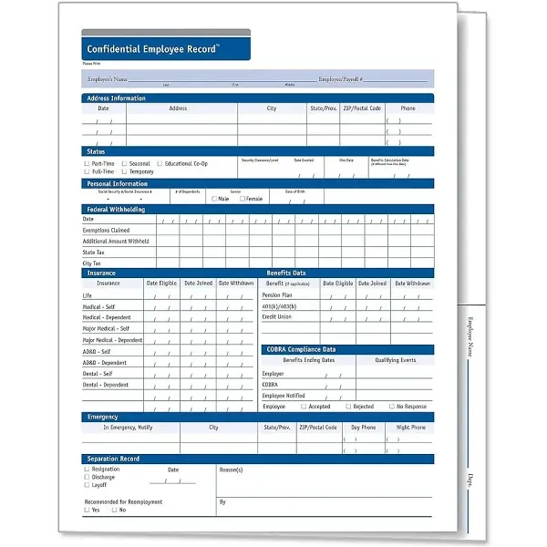 (A0503AMZ) Confidential Employee Record Folder, 25 Pack