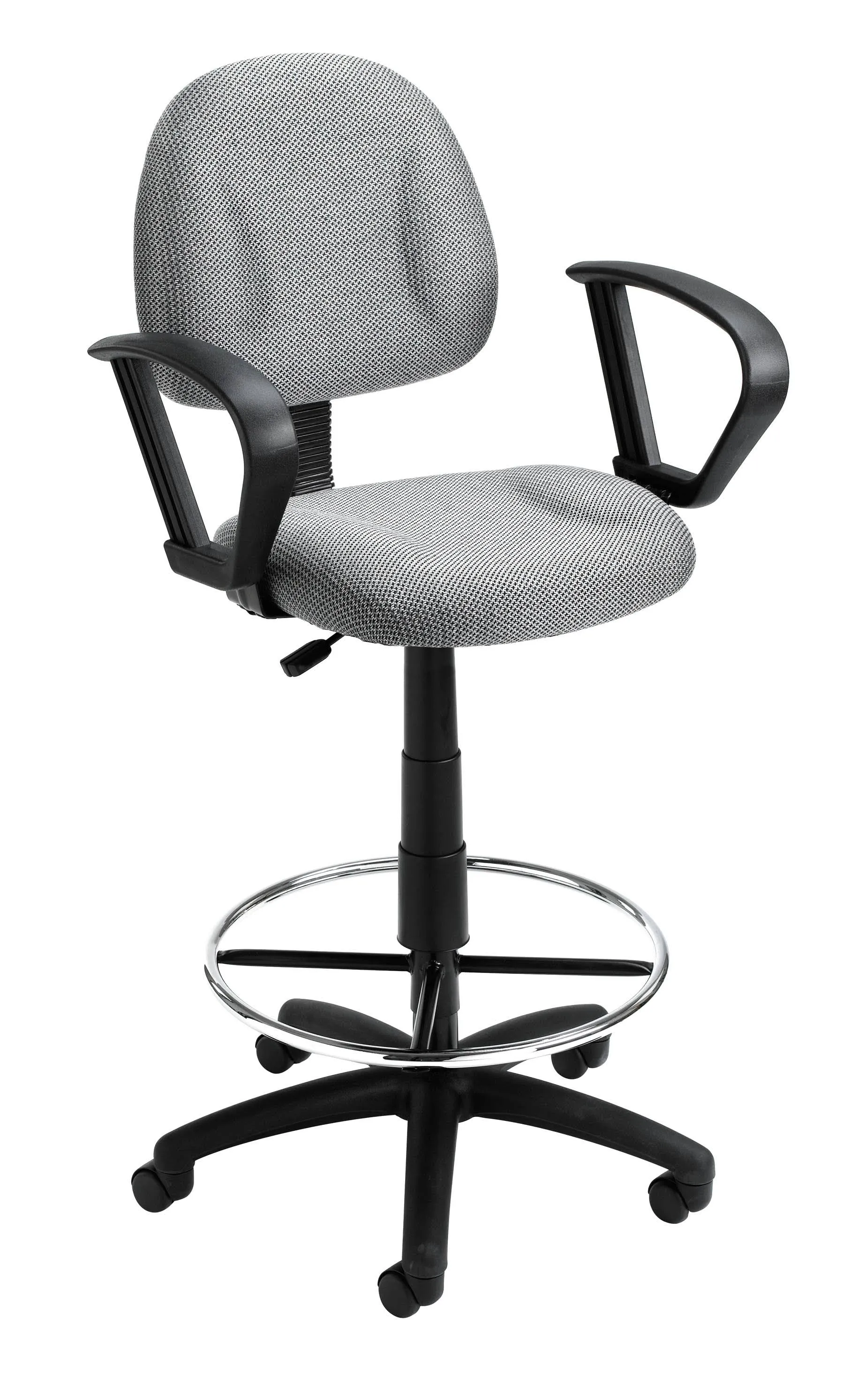 BOSS Office Products B16216 Black Mesh Drafting Stool with Adjustable Arms