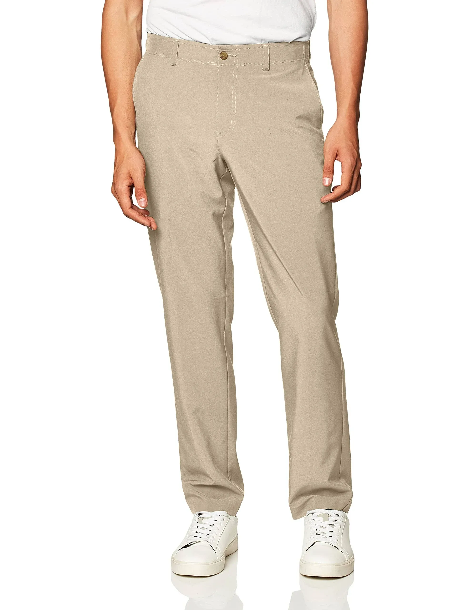 "Men's Flat Front Active Flex Pant - Beige"