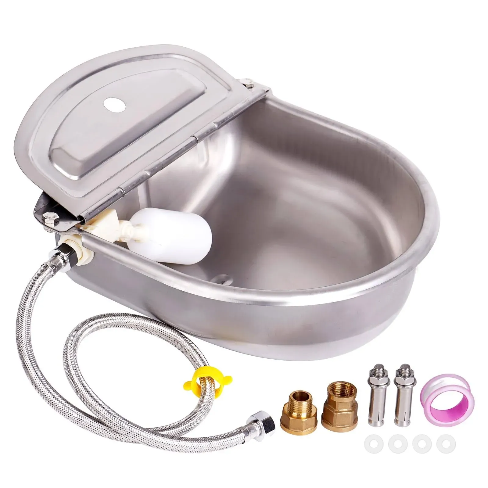 1 Gal Extra Large Automatic Waterer Water Dispenser Trough Stainless Steel Bo...