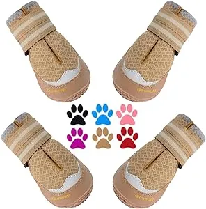 QUMY 4PCS Dog Shoes for Hot Pavement, Medium Large Dog Boots & Paw Protectors for Summer Heat Protection, Mesh Breathable Skid-Resistant Dog Booties for Walking Running Hiking