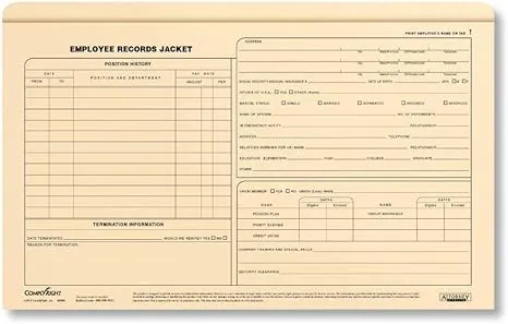 ComplyRight Employee Record Jacket - Legal Size | 15" x 9-1/2" | Recordkeeping Folders | 25 Pack