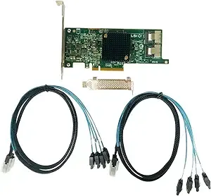 LSI 9207-8i RAID Controller Card 6Gbs SAS HBA P20 IT Mode for ZFS FreeNAS unRAID RAID Expander Card + 2 * 8087 SATA Cable