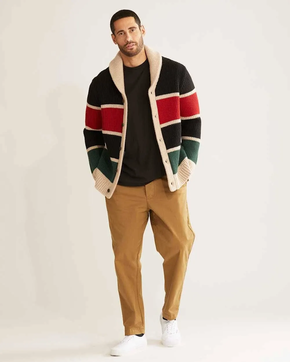 Pendleton Ranger Stripe Lambswool Cardigan - L