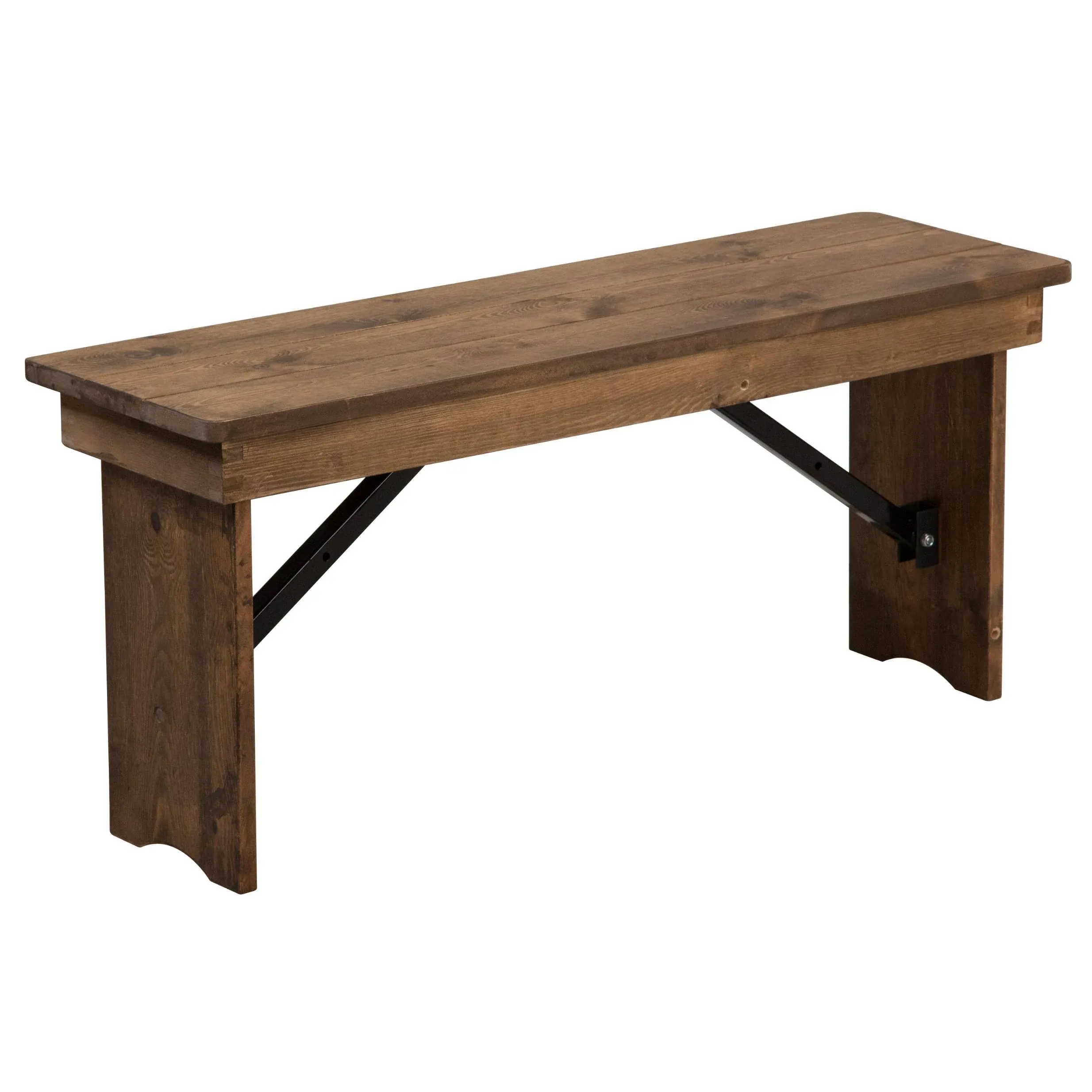 Flash Furniture XA-B-40X12-GG Hercules 40 1/4" x 12" x 17 3/4" Antique Rustic Solid Pine Folding Farm Bench