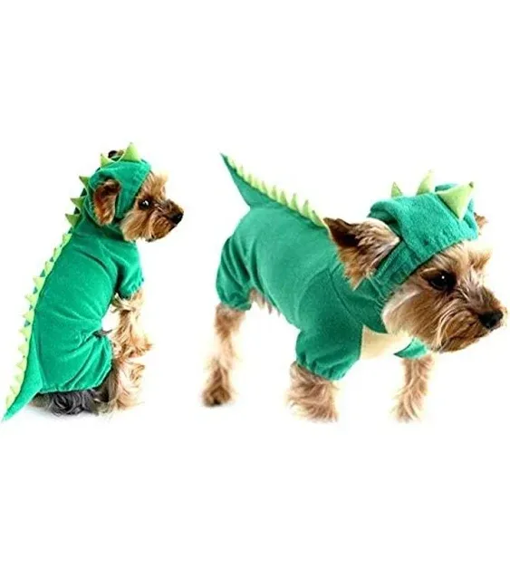 Hotumn Dinosaur Dog Halloween Costume Pet Dino Hoodie for Small Dogs (X-Large, GN)