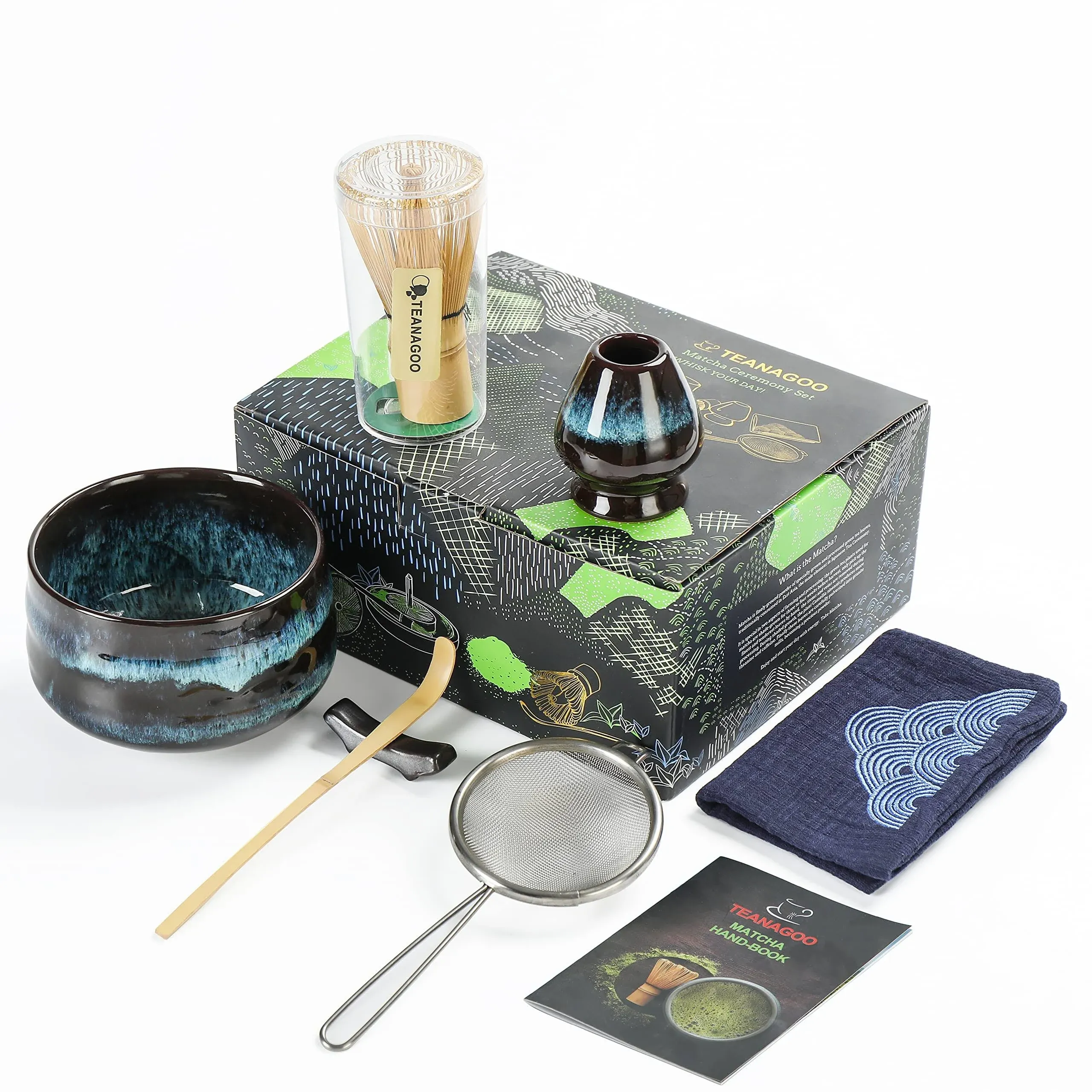 TEANAGOO Japanese Matcha Tea Set, Matcha Bowl, Matcha Bamboo Whisk, Scoop, Sifter ...