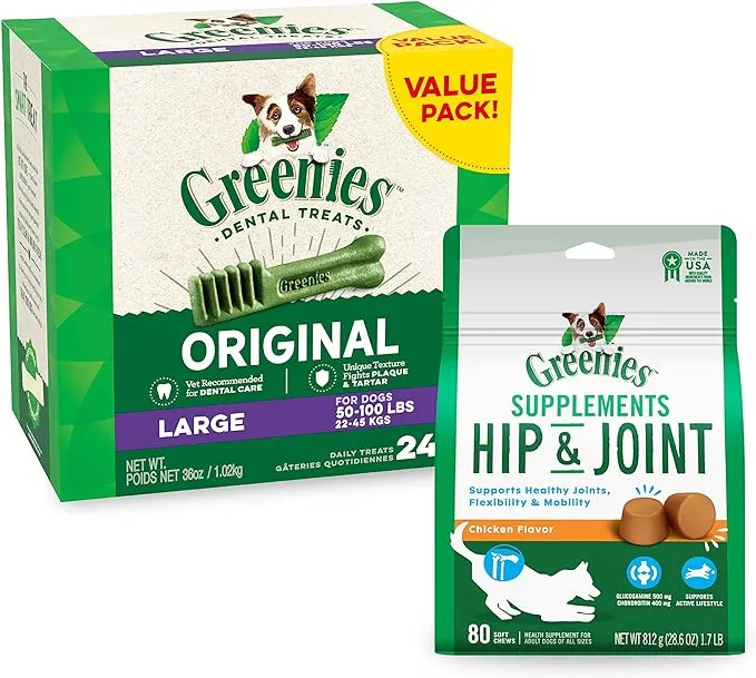 GREENIES Original Large Natural Dog Dental Care Chews Oral Health Dog Treats, 27 oz. Pack (17 Treats)