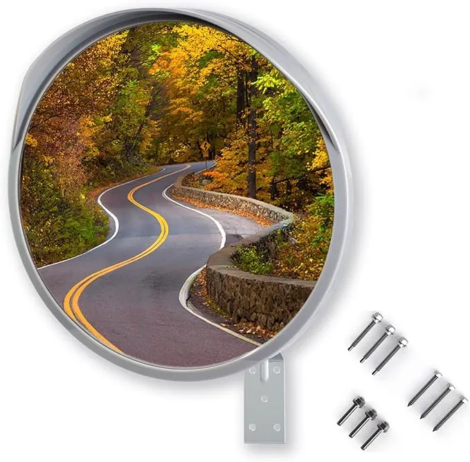 WatchYrBack GREY 18 inch Convex Mirror, Outdoor or Indoor, Wide Angle View, Curved Traffic Safety and Security Mirror 460 mm