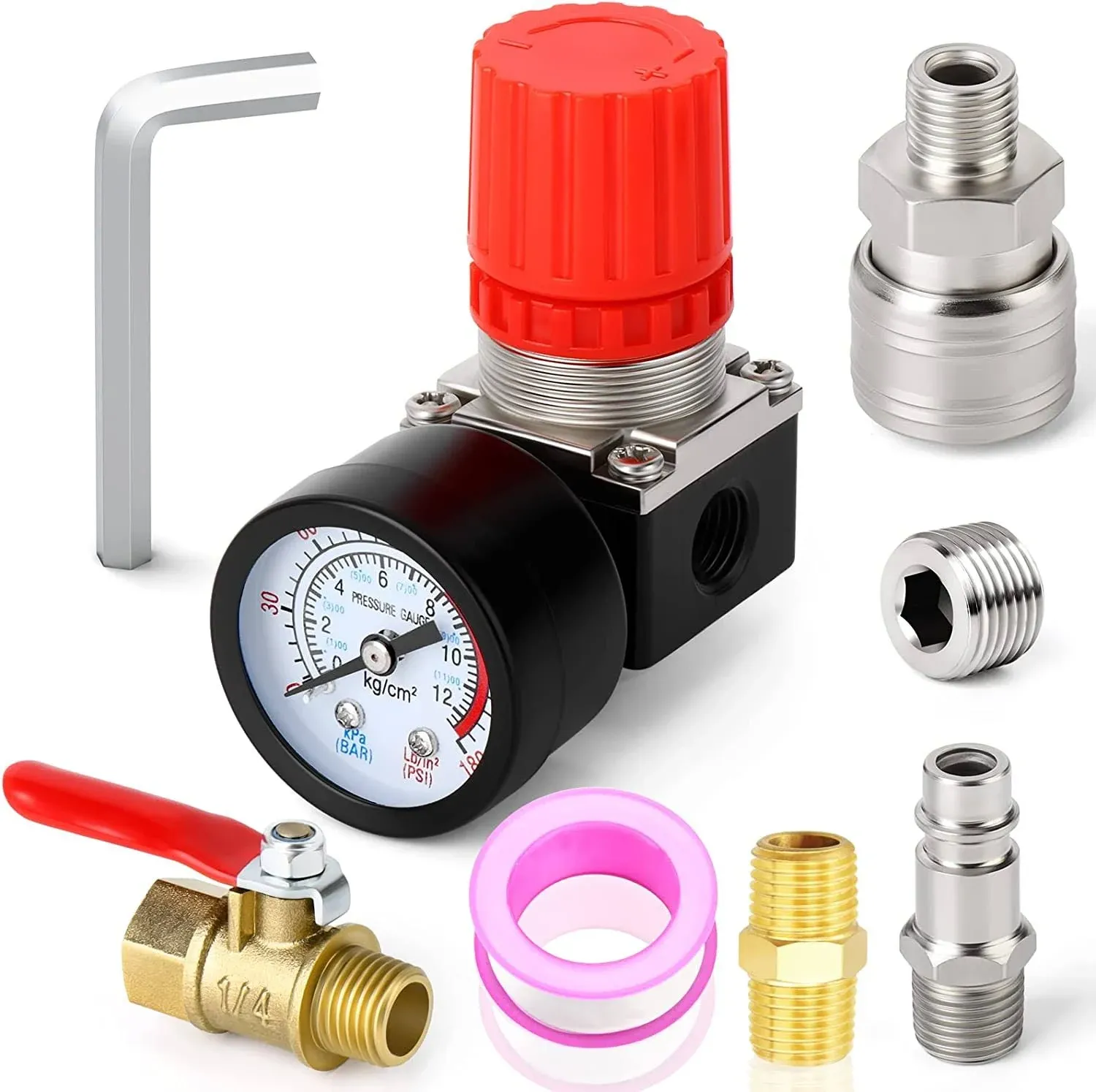 1/4 Inch Air Compressor Regulator With Gauge 0180 Psi Air Gauge Regulator Inline