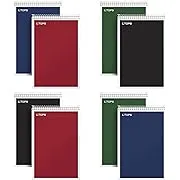 TOPS Spiral Steno Books 8 Pack, 6" x 9", Gregg Rule White Paper, Assorted Covers, 80 Sheets per Book/8 Books per Pack, Red, Black, Blue, Green (80219)TOPS Spiral Steno Books 8 Pack, 6" x 9", Gregg Rule White Paper, Assorted Covers, 80 Sheets per Book/8 B