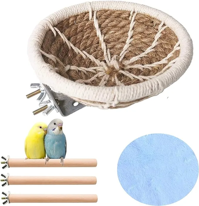 Handmade Cotton Rope Bird Nest Breeding Nest Hatch House Cage for Budgie Parakeet Cockatiel Parakeet Conure Canary Finch Lovebird and Small Parrot