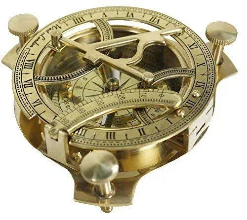 THORINSTRUMENT<wbr/>S with device 3&#034; Sundial Compass - Solid Brass Sun Dial Rustic ...