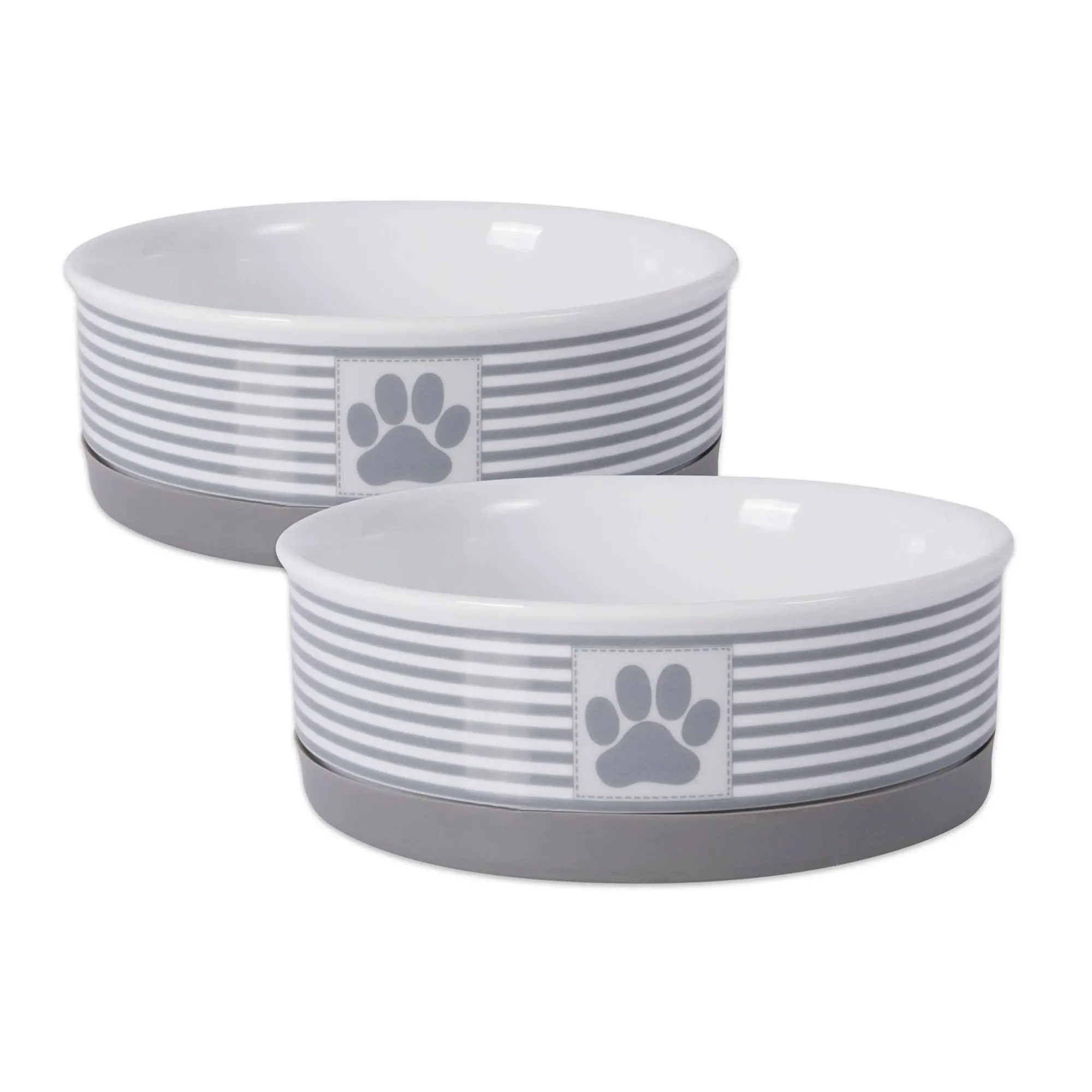 Bone Dry Paw & Patch Ceramic Pet Collection, Medium Set, 6x2, Black, 2 Piece, 5742