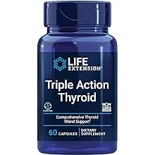 Life Extension Triple Action Thyroid - Thyroid Health Support Supplement with Vitamins A, B, Iodine, Magnesium, L-Tyrosine, Ashwagandha & Ginseng for Energy – Non-GMO, Gluten-Free - 60 Capsules