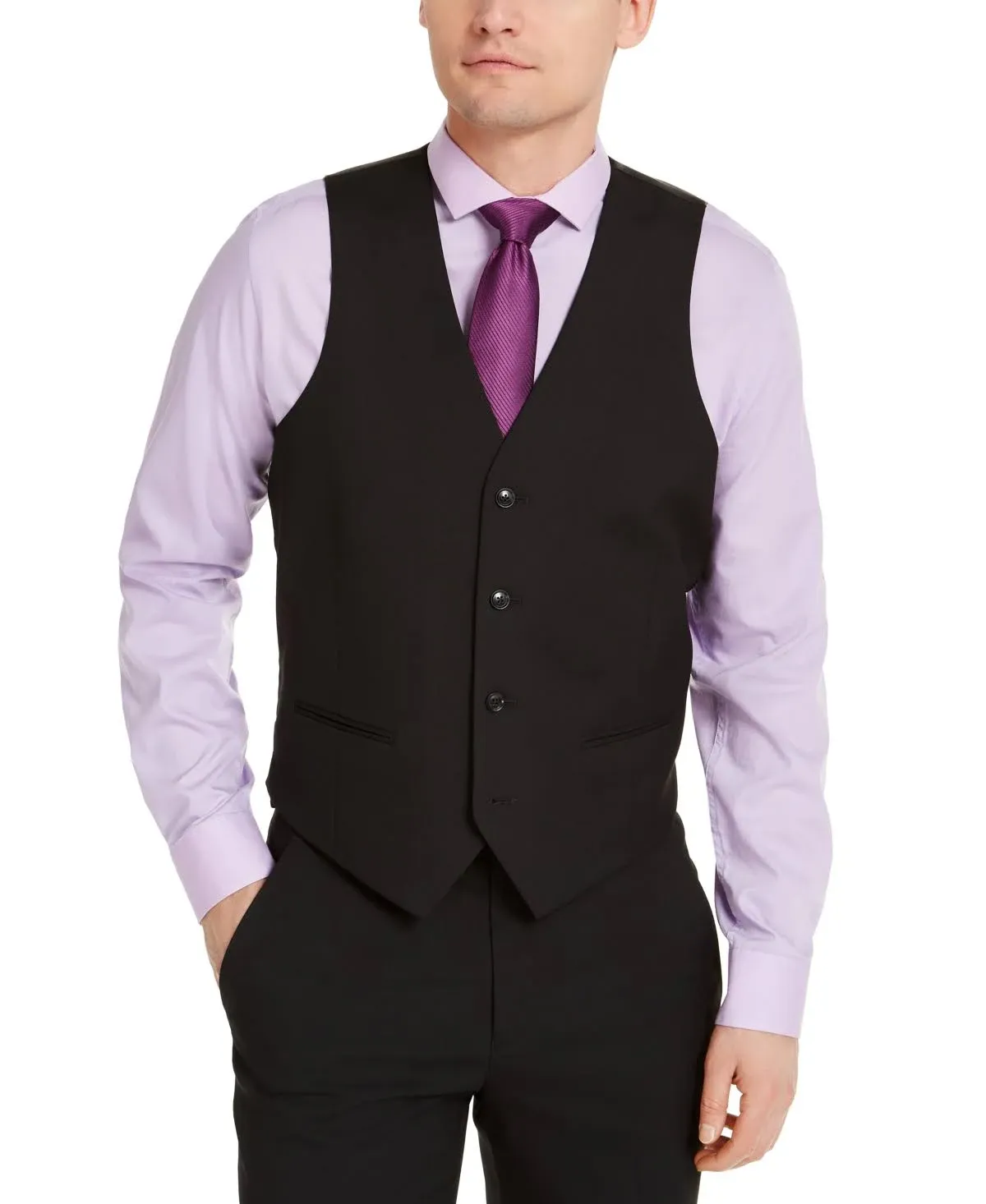 Alfani Men's Classic-Fit Stretch Solid Suit Vest, Created for Macy's - Black ...