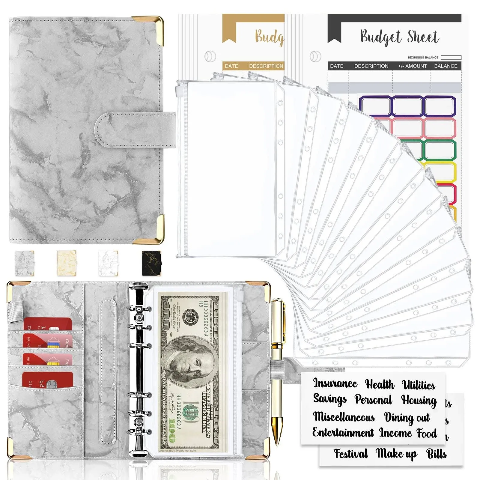 Onlyesh Budget Binder, Cash Envelopes for Budgeting, Money Organizer Cash, 28pcs ...