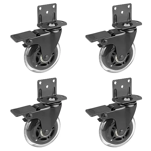 Hirate Side Mount Casters Set of 4 with Brake, 3" L-Shaped Plate Casters Replacement Material Handling for Furniture, Baby Bed, Suitcase,Cabinet,Table Casters,Loading Capacity 600 Lbs