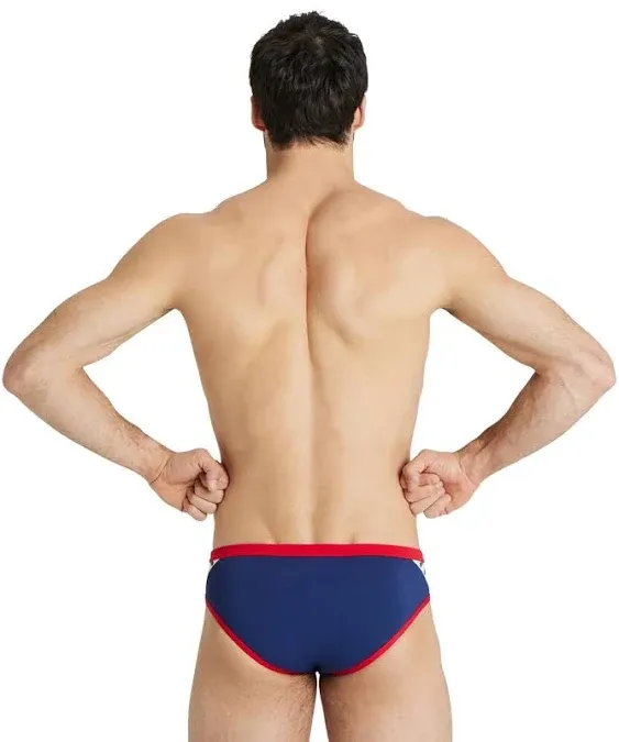 Arena Men's Icons Solid Brief Swimsuit - Navy/Red | Polyester - Swimoutlet.com