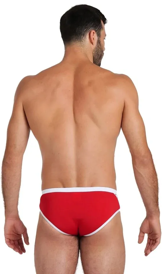 Arena Men's Icons Solid Brief Swimsuit - Red/White | Polyester - Swimoutlet.com