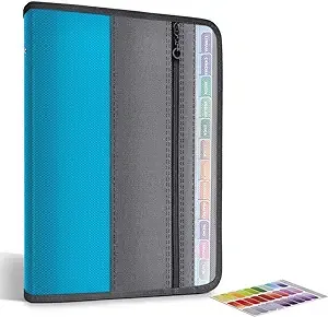 Expanding File Folder, 13 Pockets Document Organizer with Zipper, A4 Letter Size Portable Accordion Expanding File Folders with 27pcs Multicolor 