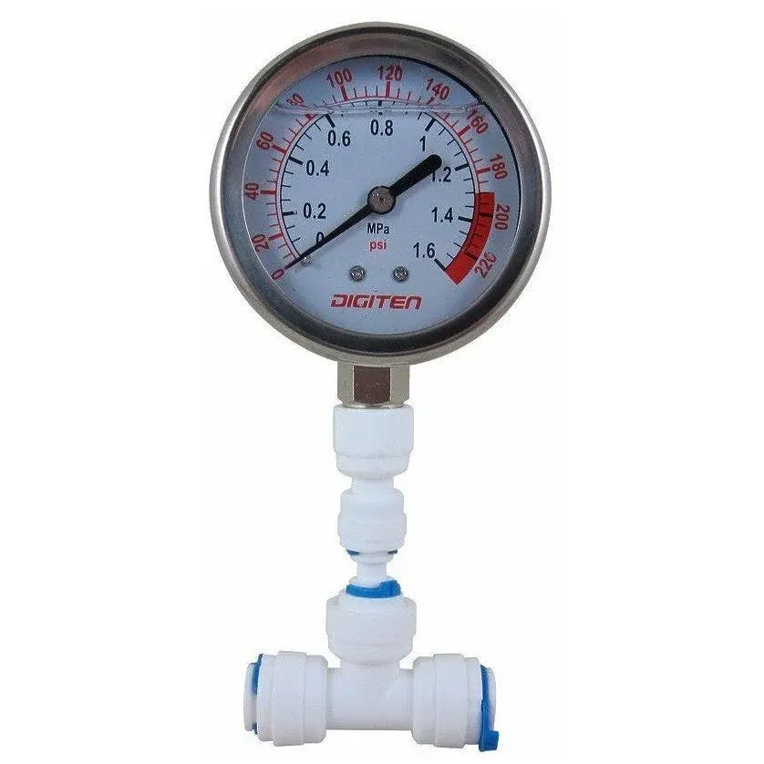 DIGITEN 3/8" Water Pressure Gauge Meter 0-1.6MPa 0-220psi for Reverse Osmosis System Pump ¡­