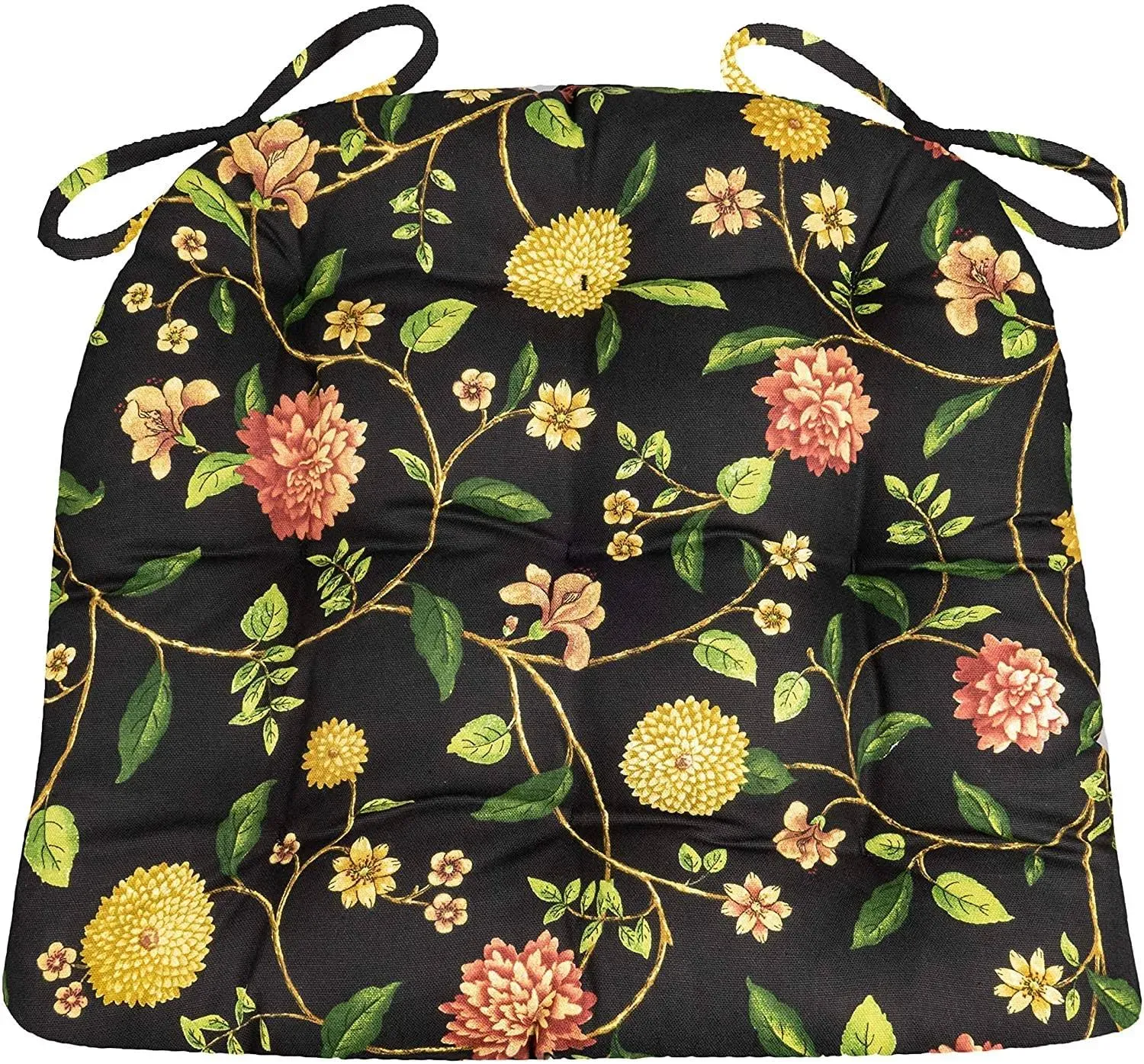 Black Floral Chair Pad