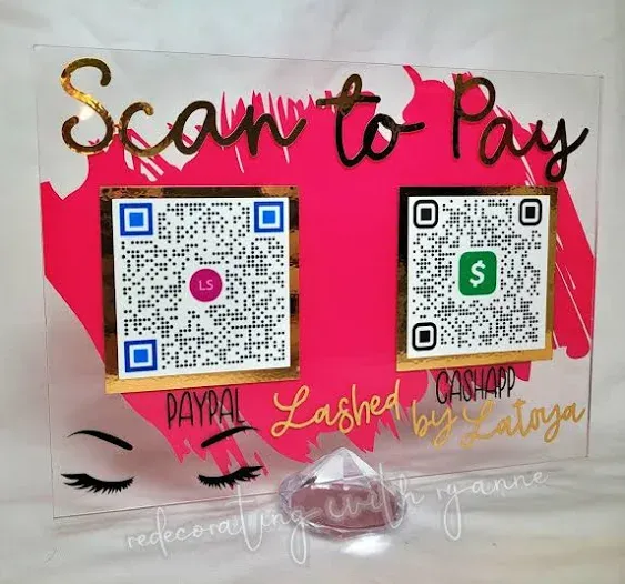 Custom Cash App Sign,QR Code Sign, Multi QR code Business Sign, Scan to Pay Sign,QR Code Sign,CashApp Payment Sign, PayPal Payment Sign, Small Business Payment Plaque, Pop Up Shop